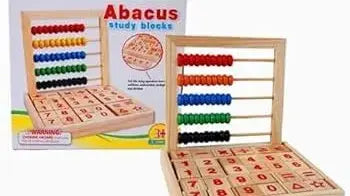 Wooden Abacus with Numbers and Math Blocks